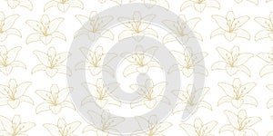 Gold lilies seamless repeat pattern vector background