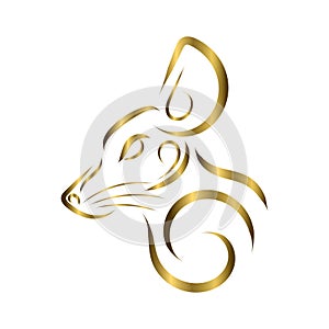 Gold line art of mouse head