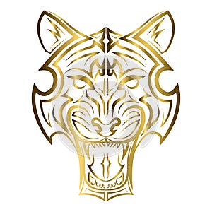 gold line art of tiger head.