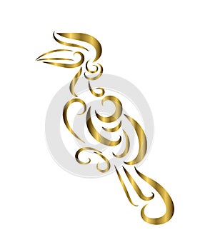 Gold line art vector logo of hornbill