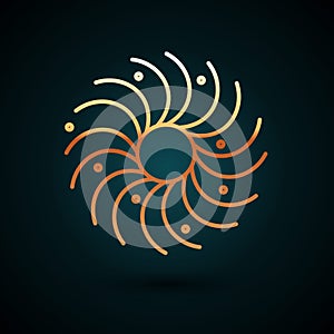 Gold line Black hole icon isolated on dark blue background. Space hole. Collapsar. Vector Illustration