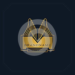 Gold Line graphics monogram. Elegant art logo design.