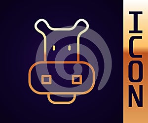 Gold line Hippo or Hippopotamus icon isolated on black background. Animal symbol. Vector