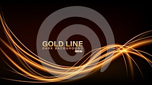 Gold line of light on dark background, Vector Illustration