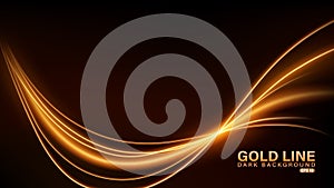 Gold line of light on dark background, Vector Illustration