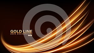 Gold line of light on dark background, Vector Illustration