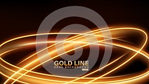 Gold line of light on dark background, Vector Illustration