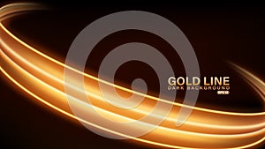 Gold line of light on dark background, Vector Illustration