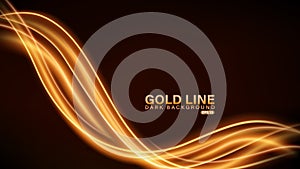 Gold line of light on dark background, Vector Illustration