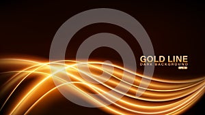 Gold line of light on dark background, Vector Illustration