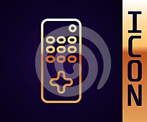 Gold line Remote control icon isolated on black background. Vector. Illustration