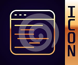 Gold line Software, web developer programming code icon isolated on black background. Javascript computer script random