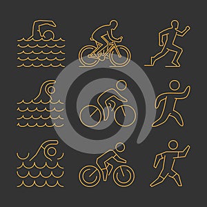 Gold line triathlon symbol
