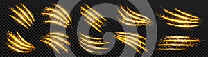 Gold lion paw slash scratch with burn rip edge png