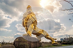 Gold lion statue