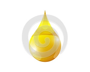 Gold liquid 3d shiny oil drop. Honey or industrial and petroleum droplet isolated vector illustration