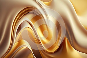 Gold liquid wave in motion and splash background. Abstract golden metallic paint fluid backdrop. Generative AI