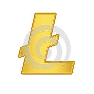 Gold Litecoin  coin icon. golden Cryptocurrency coin money. blockchain  symbol. Internet money
