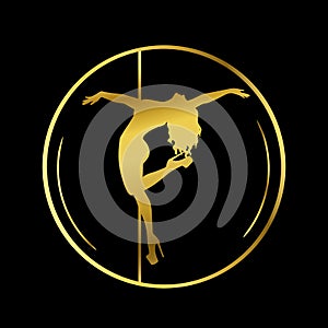 Gold logo for Dance studio, Pole dance, stripper club