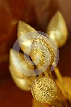 Gold lotus fake flower for offerings Buddha in Buddhist religious ceremony