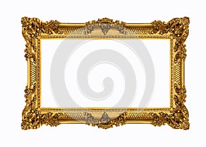 Gold louis frame on white background
