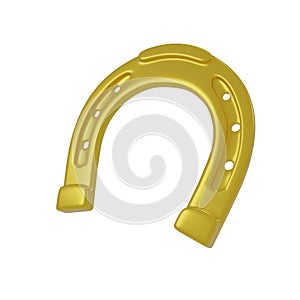 Gold luck horseshoes st patrick`s day symbol 3d render., clipping paht