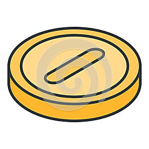 Gold lucky coin icon, isometric style