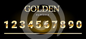 Gold luxurious vector numbers from 1 to 0, rich numbers set, decorative vector