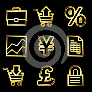 Gold luxury e-business web icons