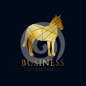 Gold Luxury Horse Stallion or Equestrian Logo in Modern Elegant Geometric Style photo