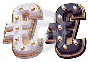 Gold luxury lamp light font. Euro symbol