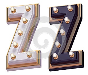 Gold luxury lamp light font. Letter Z