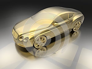 Gold luxury Sedan car illustration