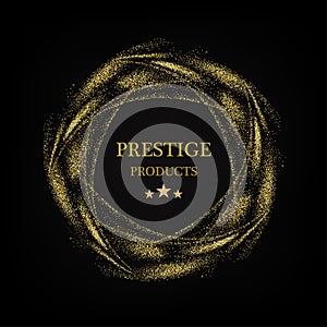 Gold magic glowing light. Glow swirl effect wave