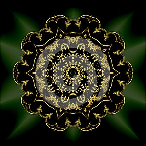 Gold mandala mantra om. Indian pattern decorative vector element