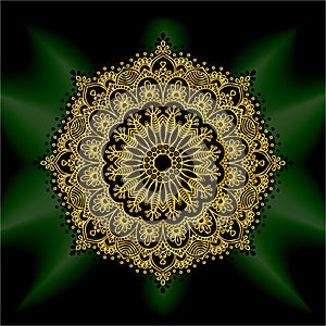 Gold mandala mantra om. Indian pattern decorative vector element