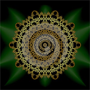 Gold mandala mantra om. Indian pattern decorative vector element