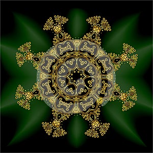 Gold mandala mantra om. Indian pattern decorative vector element