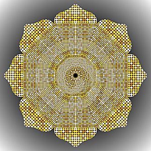 Gold Mandala texture with golden mosaics in the Byzantine style. Antique color Mosaic tiles in antique style. Cobblestone texture