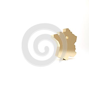 Gold Map of France icon isolated on white background. 3d illustration 3D render
