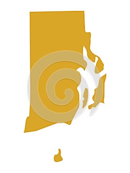 Gold Map of Rhode Island The Ocean State