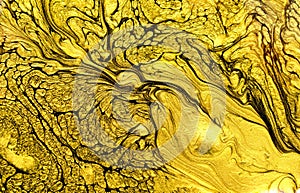 Gold marbling texture design. Beige and golden marble pattern. Fluid art. Effect, glitter.