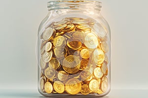 Gold market concept coins stored in bottles, representing wealth