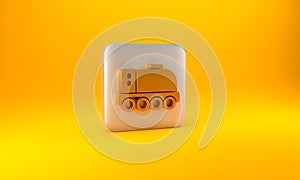 Gold Mars rover icon isolated on yellow background. Space rover. Moonwalker sign. Apparatus for studying planets surface