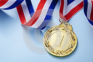 Gold medal 1 place with a ribbon