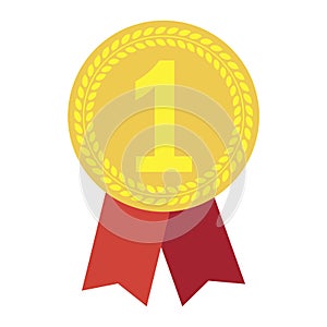 Gold medal 1st place, great design for any purposes. Number one. Winner award. Vector illustration. EPS 10.