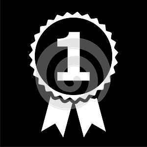 Gold medal 1st place icon isolated on dark background