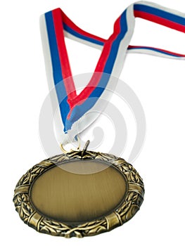 Gold medal and 3 colour ribbon