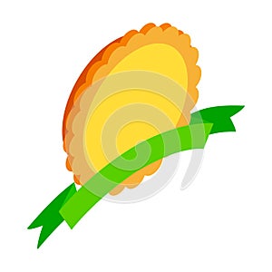 Gold medal with green ribbon icon