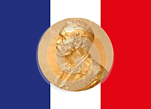 Gold Medal Nobel prize with France flag